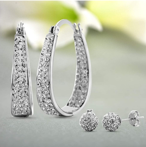 Hoop earring for women made with Swarovski Crystal - Picture 6 of 10